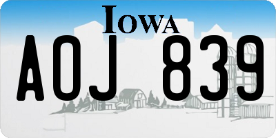 IA license plate AOJ839