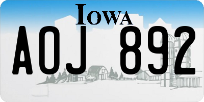 IA license plate AOJ892