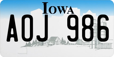 IA license plate AOJ986