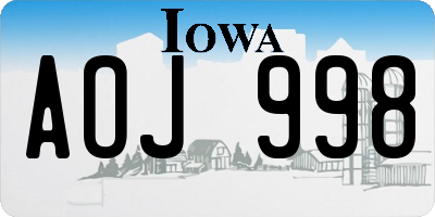 IA license plate AOJ998