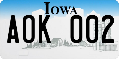 IA license plate AOK002