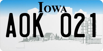 IA license plate AOK021