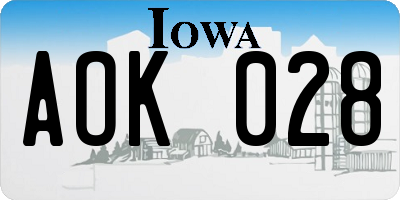 IA license plate AOK028