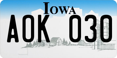 IA license plate AOK030