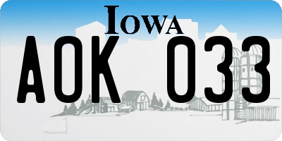 IA license plate AOK033