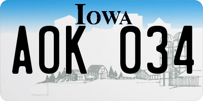 IA license plate AOK034