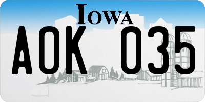IA license plate AOK035