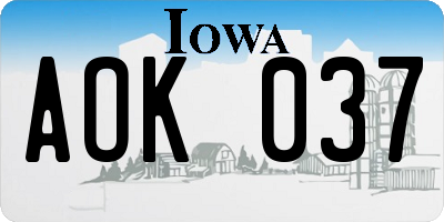 IA license plate AOK037