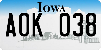 IA license plate AOK038