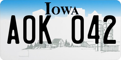 IA license plate AOK042