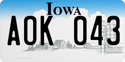 IA license plate AOK043