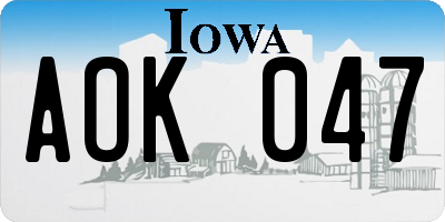 IA license plate AOK047