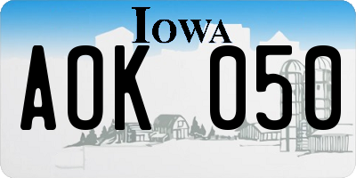 IA license plate AOK050