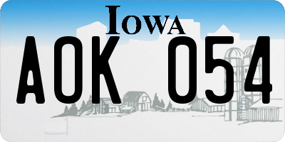 IA license plate AOK054
