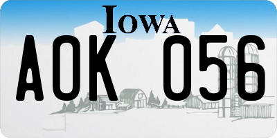 IA license plate AOK056