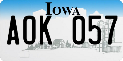 IA license plate AOK057