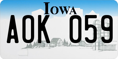 IA license plate AOK059