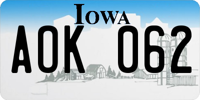 IA license plate AOK062