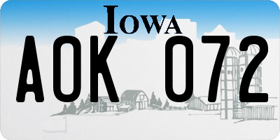 IA license plate AOK072