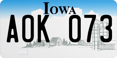 IA license plate AOK073