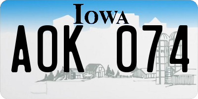 IA license plate AOK074