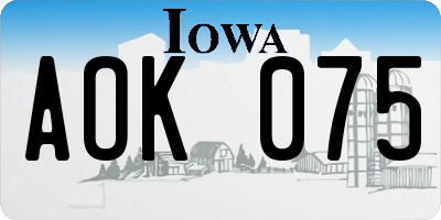 IA license plate AOK075