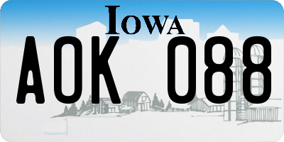 IA license plate AOK088