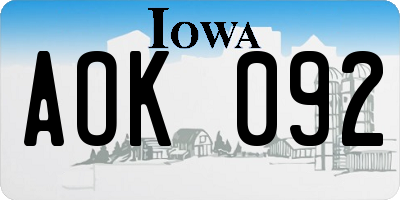 IA license plate AOK092