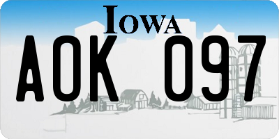 IA license plate AOK097