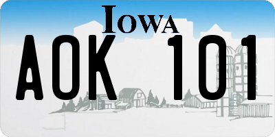 IA license plate AOK101