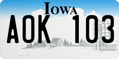 IA license plate AOK103