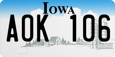 IA license plate AOK106