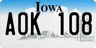 IA license plate AOK108