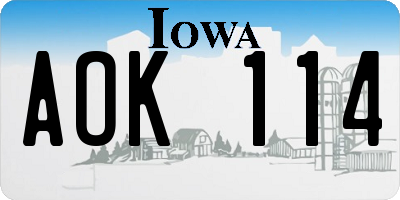 IA license plate AOK114
