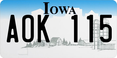 IA license plate AOK115