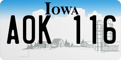 IA license plate AOK116