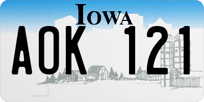 IA license plate AOK121