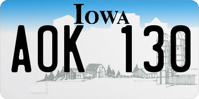 IA license plate AOK130