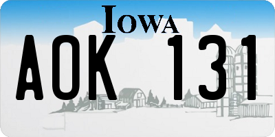 IA license plate AOK131
