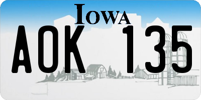 IA license plate AOK135