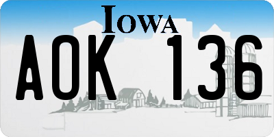IA license plate AOK136