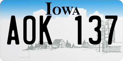 IA license plate AOK137