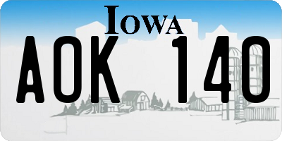 IA license plate AOK140