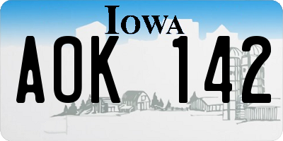 IA license plate AOK142