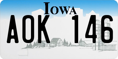 IA license plate AOK146