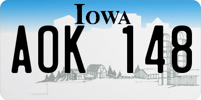 IA license plate AOK148
