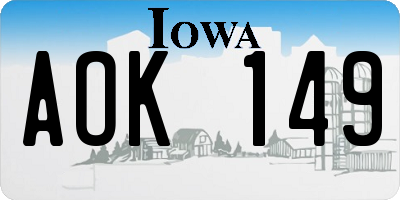 IA license plate AOK149