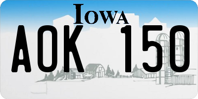 IA license plate AOK150