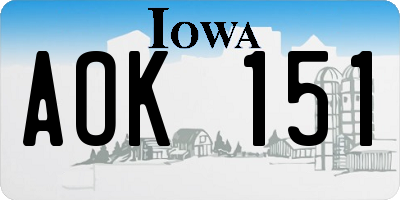 IA license plate AOK151