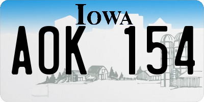 IA license plate AOK154